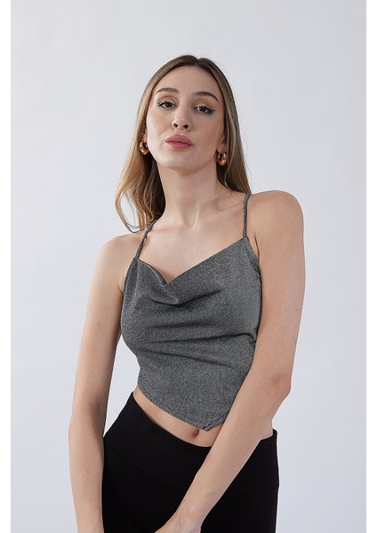 Simli Üçgen Top Bluz