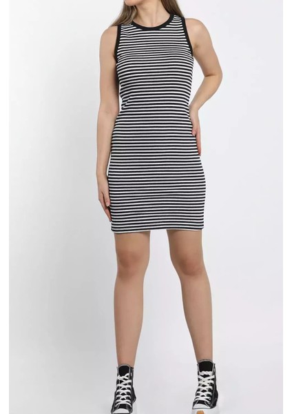 Fitilli Midi Halter Yaka Askılı Elbise