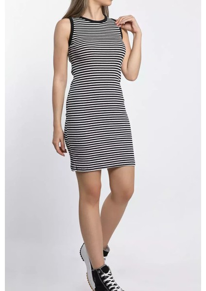Fitilli Midi Halter Yaka Askılı Elbise