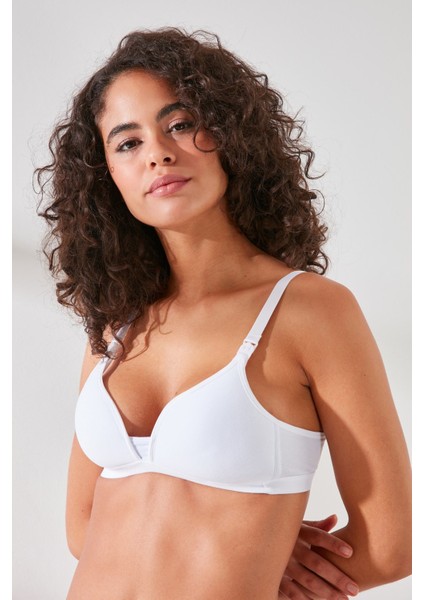 C11422 Kadın Modal Cotton Kaplı Emzirme Sütyen Beyaz