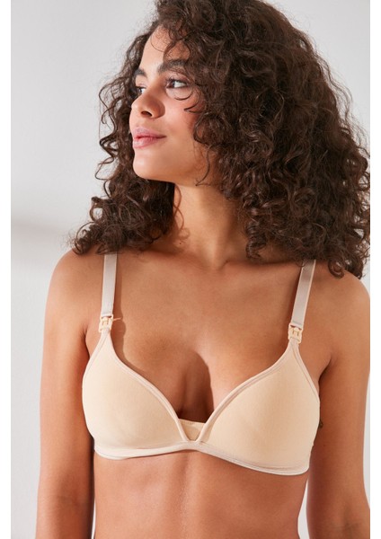 C11422 Kadın Modal Cotton Kaplı Emzirme Sütyen Ten
