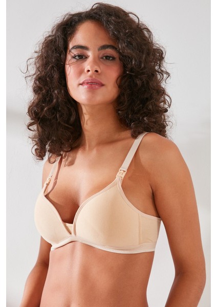 C11422 Kadın Modal Cotton Kaplı Emzirme Sütyen Ten