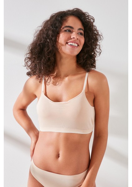 C11423 Kadın Modal Cotton Kaplı Büstiyer Ten