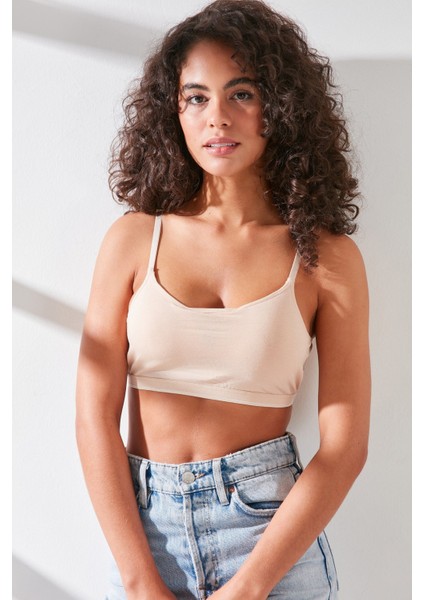 C11423 Kadın Modal Cotton Kaplı Büstiyer Ten