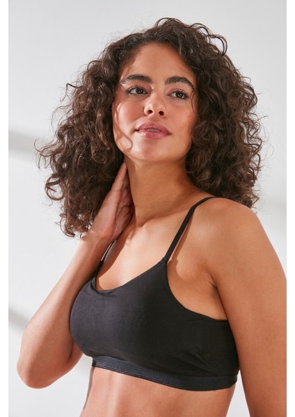 C11423 Kadın Modal Cotton Kaplı Büstiyer Siyah