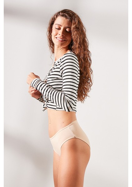 7'li Paket Yüksek Bel Bikini Külot 524 Ten