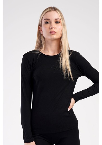 Kadın Uzun Kol Bisiklet Yaka Termal T-Shirt 409008 Siyah fiyatları