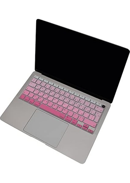 Arapça Klavye Koruyucu Macbook Air M1 13INÇ (Touchıd'li Air) A2337 A2179 Uk Enter ile Uyumlu Gradient Pembe