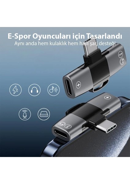 30W Hızlı Şarj Type-C To Type-C Dönüştürücü Çevirici Şarj Kulaklık Adaptörü Type-C Çoğaltıcı modelleri