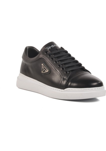 Siyah Beyaz Deri Erkek Sneaker Premium 2040 M