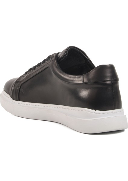 Siyah Beyaz Deri Erkek Sneaker Premium 2040 M