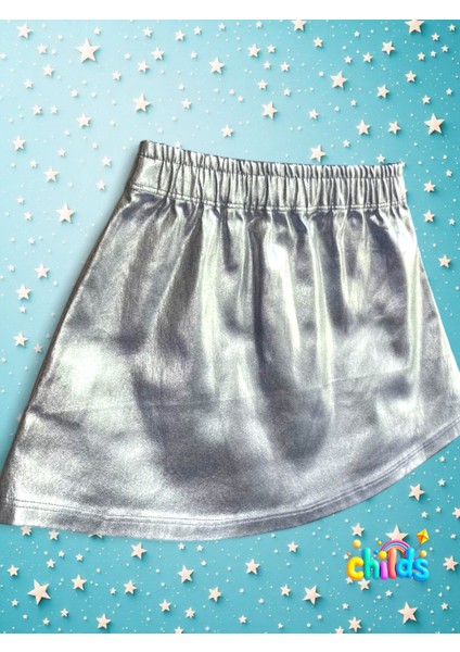Parlak Dokuma Lıkralı Lame Gümüş Baskılı Mini Kız Çocuk Etek fiyatları