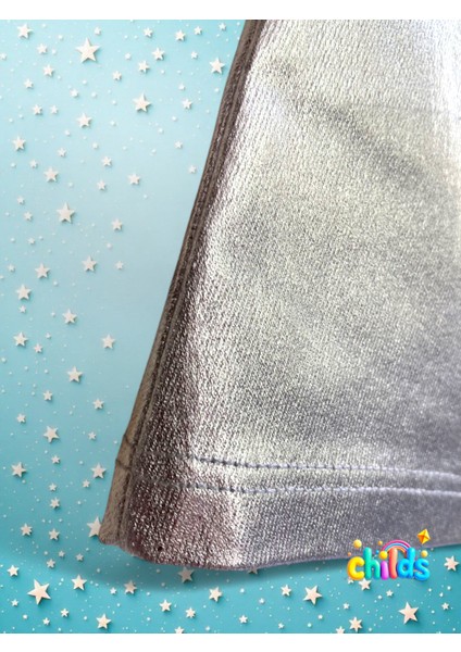 Parlak Dokuma Lıkralı Lame Gümüş Baskılı Mini Kız Çocuk Etek fırsatları