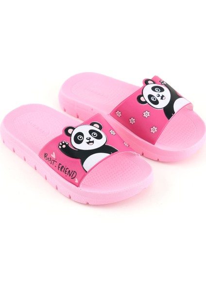 Kız Çocuk Yazlık Best Friend Panda Pu Rahat Taban Ev Banyo Havuz Plaj Terlik modelleri