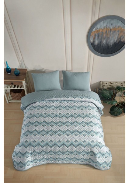 Çift Kişilik Desenli Kapitone Çift Taraflı Renkli Pike Yatak Örtüsü Takımı 200X230 cm (Çarşafsız)