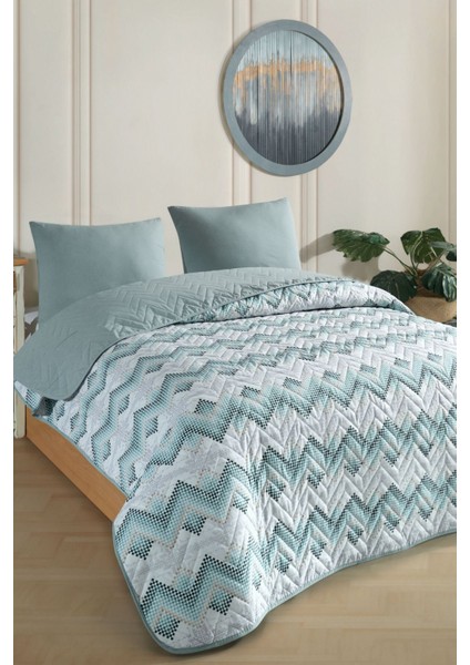 Çift Kişilik Desenli Kapitone Çift Taraflı Renkli Pike Yatak Örtüsü Takımı 200X230 cm (Çarşafsız)