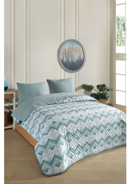 Çift Kişilik Desenli Kapitone Çift Taraflı Renkli Pike Yatak Örtüsü Takımı 200X230 cm (Çarşafsız)