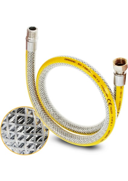 125 cm Doğalgaz Flex Bağlantı Hortumu - Gaz Flexi Boru | Ocak, Fırın, Soba Uyumlu