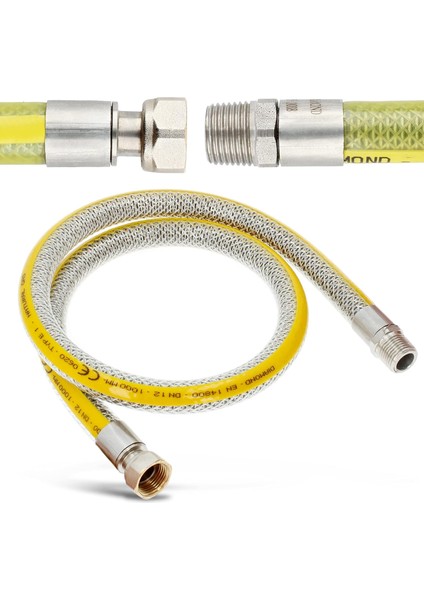 125 cm Doğalgaz Flex Bağlantı Hortumu - Gaz Flexi Boru | Ocak, Fırın, Soba Uyumlu