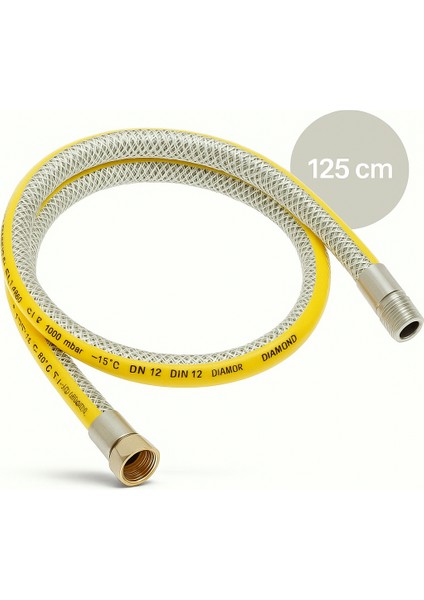 125 cm Doğalgaz Flex Bağlantı Hortumu - Gaz Flexi Boru | Ocak, Fırın, Soba Uyumlu