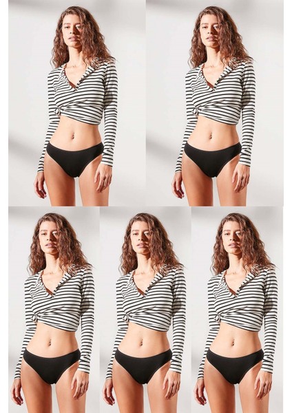 5'li Paket Bikini Külot 523 Siyah