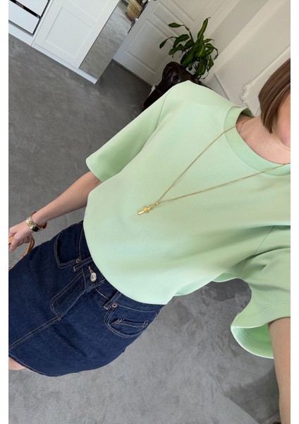 Omuz Vatkalı Premium Tshirt- Mint