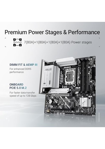 Prıme B860M-A Wıfı Intel B860 LGA1851 Ddr5 8666 2xdp HDMI Çift M2 Usb3.2 Gen 2x2 Wifi 6e + Bt Aura Rgb 2.5gbit Lan Matx 7+1+1 Güç Aşamaları, 1xgen5 M.2, Ready For Advanced Aı Pc
