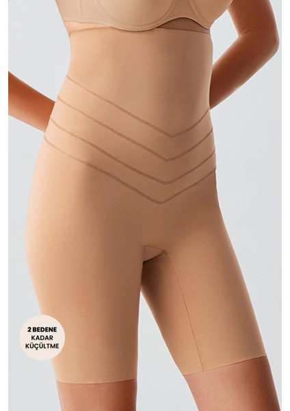 Yüksek Bel Lazer Kesim Uzun Boxer Korse 9604 Ten