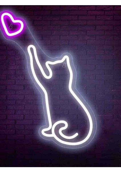 Neon LED Işıklı Kedi