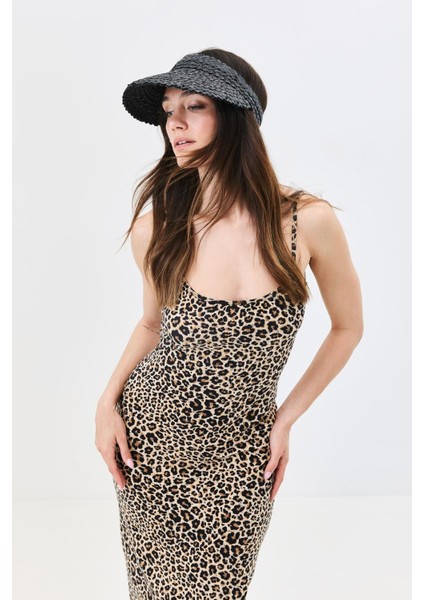 Esnek Bantlı Hasır Vizör Şapka Y8219 Siyah