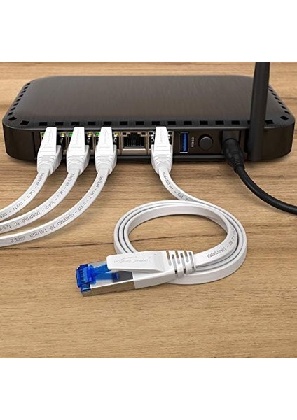 - Lan Kablosu Düz, Kırılmaz Yapı - 2m (Cat7 Kablo, 10 Gbit/s, Özellikle Esnek ve Kurulum Kablosu Olarak Uygun, Maksimum Fiber Optik Hız, RJ45, Beyaz) modelleri
