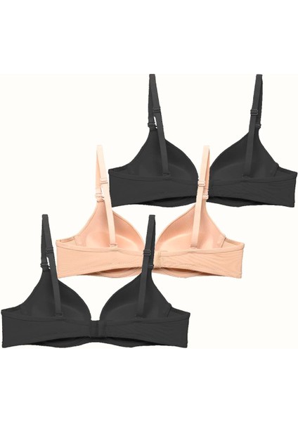 3'lü Paket Push Up Yumuşak Kaplı Örme Sütyen C37015 Siyah/ten fiyatları