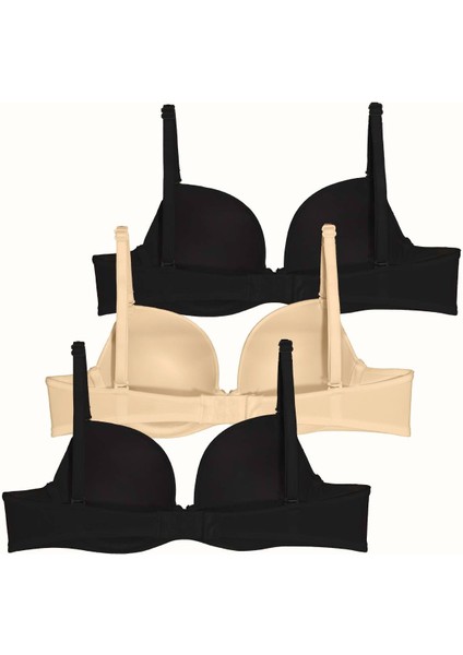 3'lü Paket Dolgusuz Yumuşak Kaplı Örme Sütyen C37025 Siyah/ten fiyatları