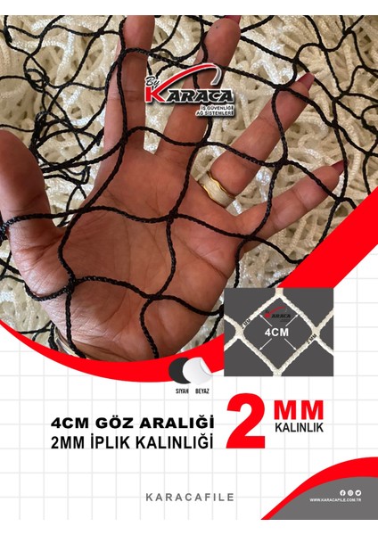Kedi Balkon Güvenlik Filesi 2x4 mt 2mm Ip Kalınlığı 4x4 Göz Aralığı (Beyaz Veya Siyah)