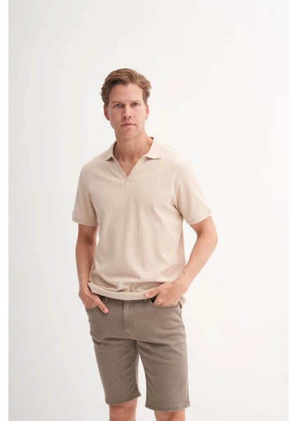 Polo Yaka Bej Erkek T-Shirt 4120