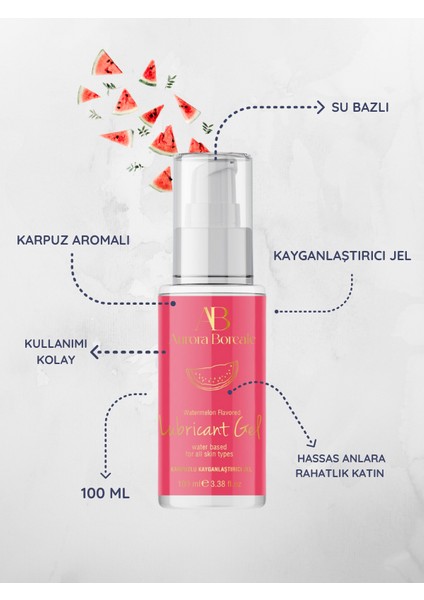 Karpuz Aromalı Lubrikant Jel 100 ml + Q Reflective 6'lı Kondom Hediyeli