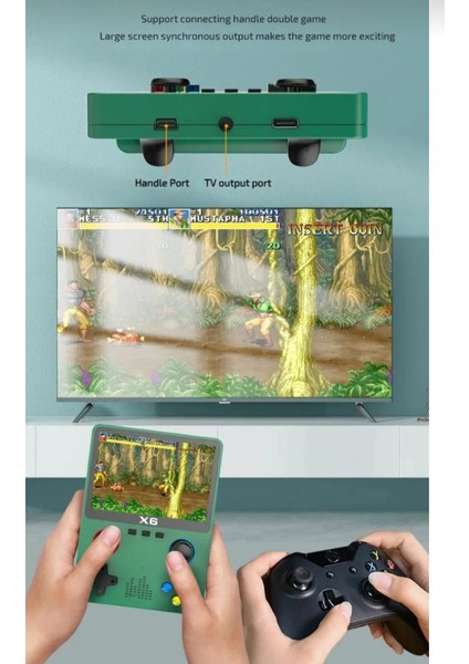X6 Oyun Konsolu Yeni Nesil El Atarisi 10.000+ Oyun IPS Net Ekran Mp3/mp4/video Gamepad