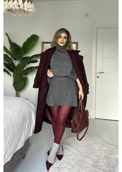 Mini Etek & Oversize Balıkçı Triko Takım Gri fırsatları