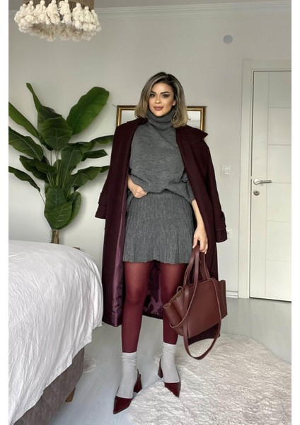 Mini Etek & Oversize Balıkçı Triko Takım Gri indirimleri