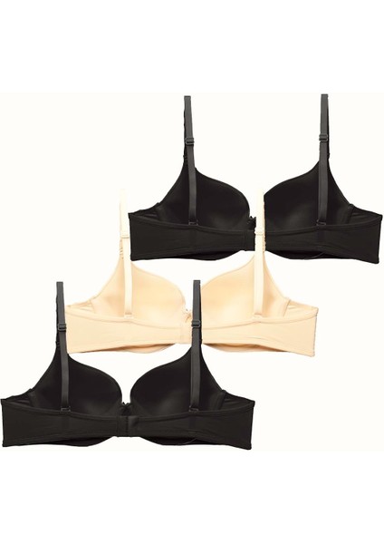 3'lü Paket Dolgusuz Yumuşak Kaplı Örme Sütyen C37010 Siyah/ten fiyatları