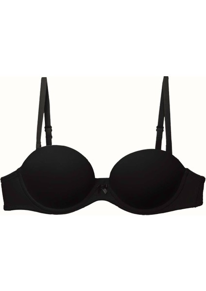 3'lü Paket Double Push Up Straplez Yumuşak Kaplı Örme Sütyen C37040 Siyah/ten modelleri
