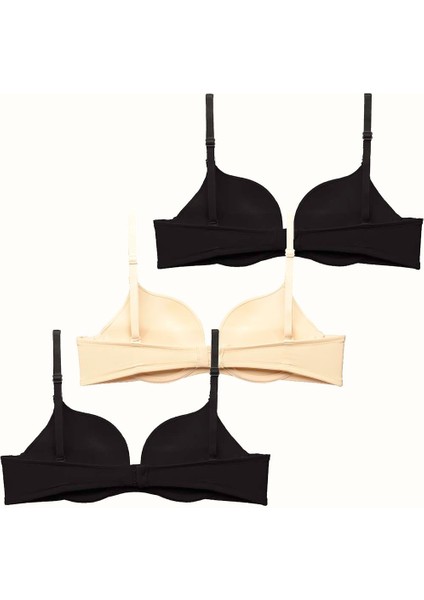 3'lü Paket Double Push Up Yumuşak Kaplı Örme Sütyen C37030 Siyah/ten fiyatları