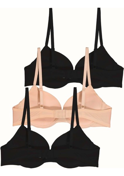 3'lü Paket Push Up Yumuşak Kaplı Örme Sütyen C38015 Siyah/ten fiyatları
