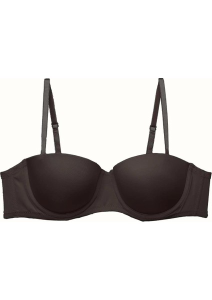 3'lü Paket Push Up Straplez Yumuşak Kaplı Örme Sütyen C38025 Siyah/ten modelleri