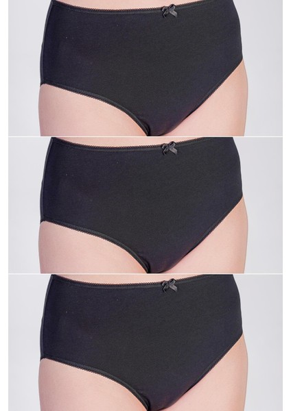 3'lü Paket Yüksek Bel Bikini Külot 5002 Siyah
