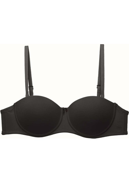 3'lü Paket Push Up Straplez Yumuşak Kaplı Örme Sütyen C37055 Siyah/beyaz/ten modelleri