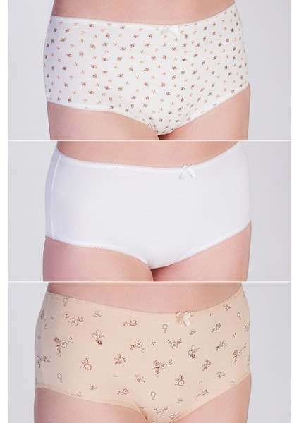 3'lü Paket Pamuklu Slip Külot 5003 Çiçekli