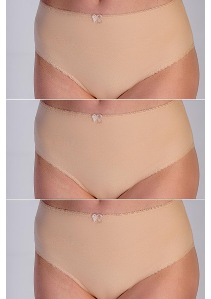 3'lü Paket Yüksek Bel Bikini Külot 5002 Ten