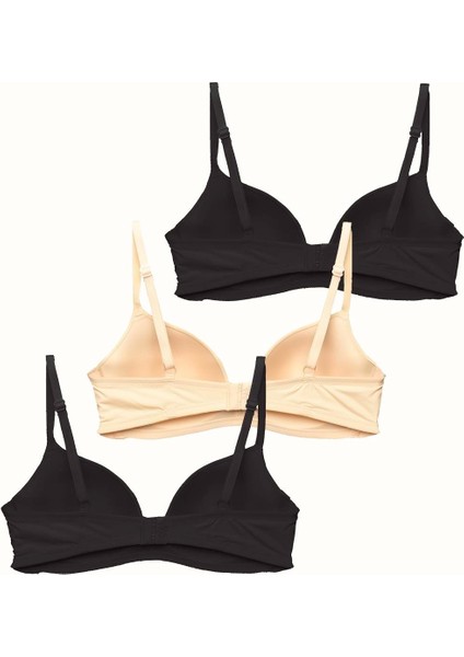 3'lü Paket Dolgusuz Yumuşak Kaplı Örme Sütyen C31791 Siyah/ten fiyatları