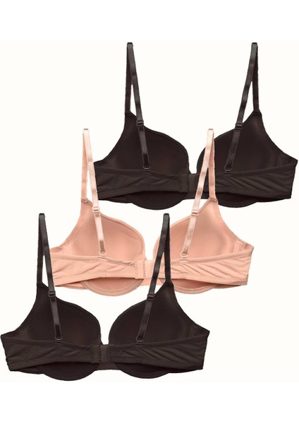 3'lü Paket Dolgusuz Yumuşak Kaplı Örme Sütyen C38010 Siyah/ten fiyatları